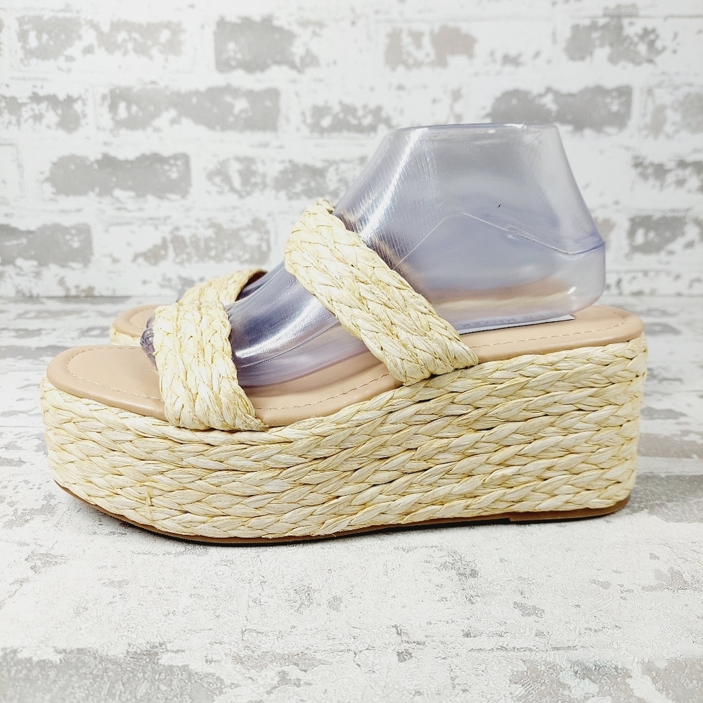 New Steve Madden Manifest Woven Raffia Platform Sandals M737